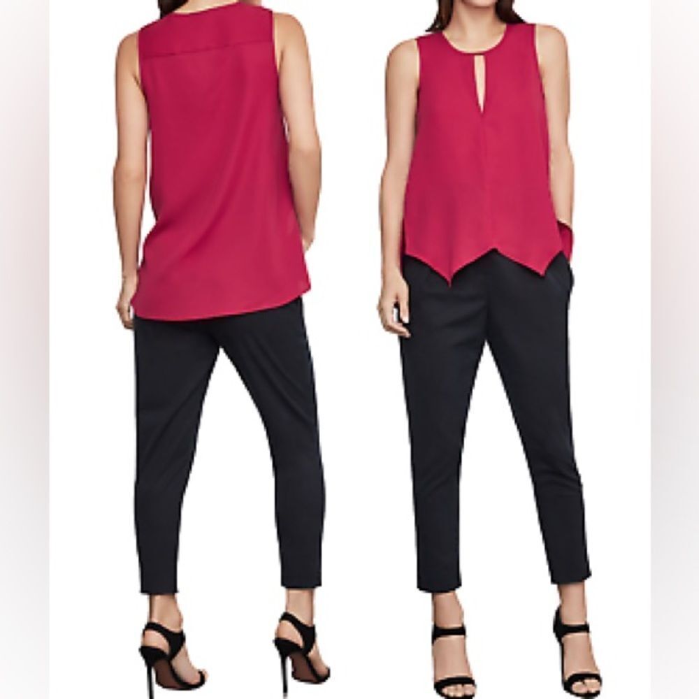BCBGMaxazria Women's Sangria Red Keyhole Sleeveless Top Blouse Size XS